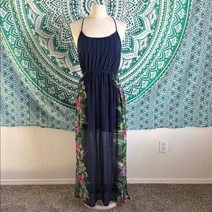 Tropical Navy Floral Maxi Dress